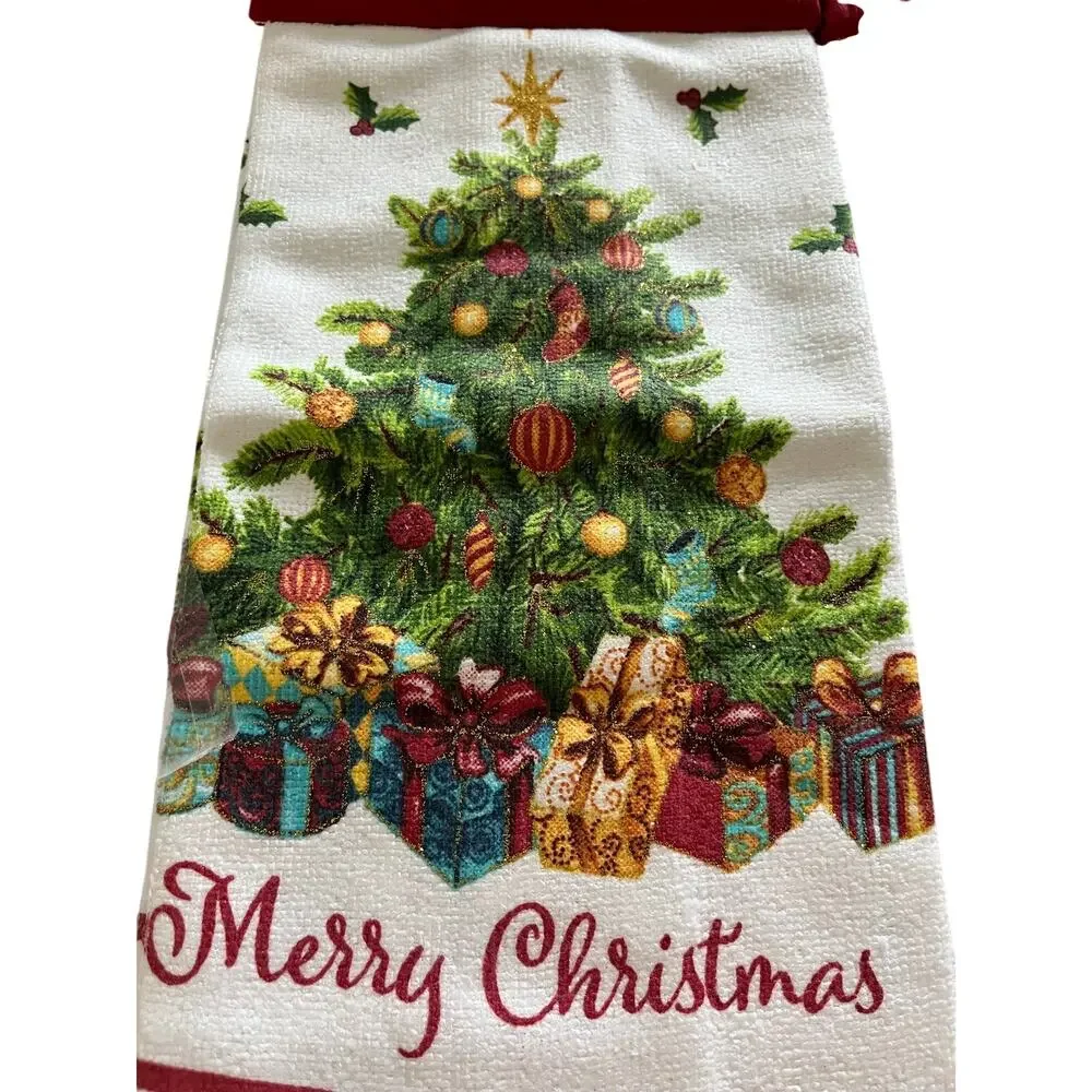 Set of 2 Handmade Fall & Christmas Hanging Towel Holidays Gift Home Decor
